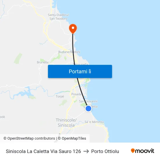 Siniscola La Caletta Via Sauro 126 to Porto Ottiolu map