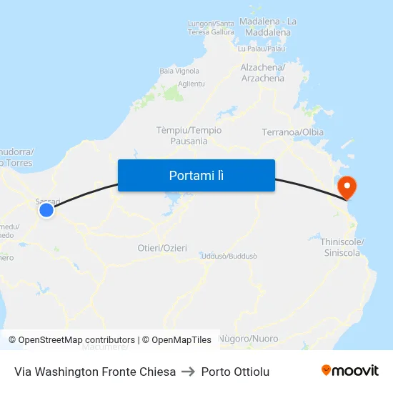 Via Washington Fronte Chiesa to Porto Ottiolu map
