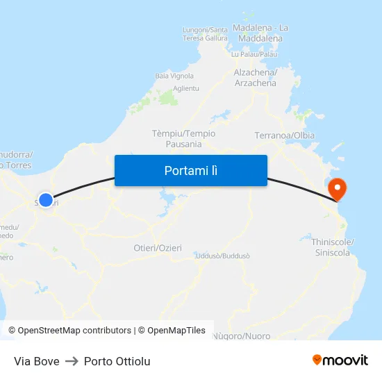 Via Bove to Porto Ottiolu map