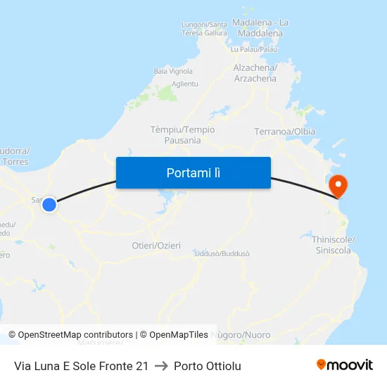 Via Luna E Sole Fronte 21 to Porto Ottiolu map