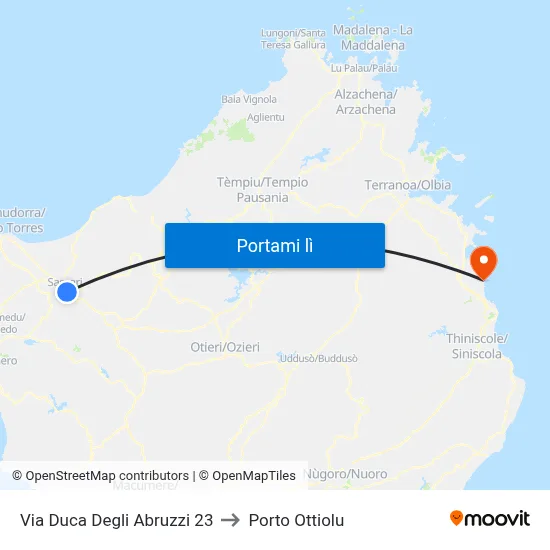 Via Duca Degli Abruzzi 23 to Porto Ottiolu map