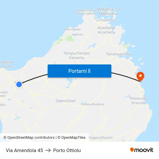 Via Amendola 45 to Porto Ottiolu map