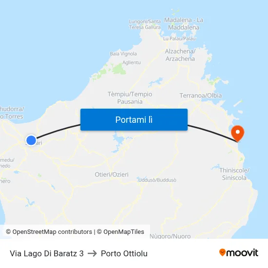 Via Lago Di Baratz 3 to Porto Ottiolu map