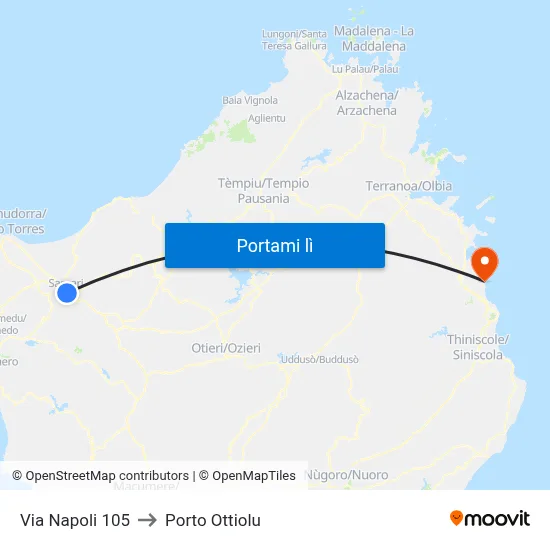Via Napoli 105 to Porto Ottiolu map