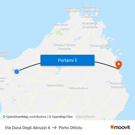 Via Duca Degli Abruzzi 4 to Porto Ottiolu map