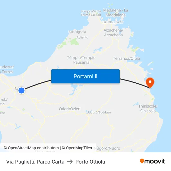 Via Paglietti, Parco Carta to Porto Ottiolu map