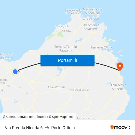 Via Predda Niedda 6 to Porto Ottiolu map