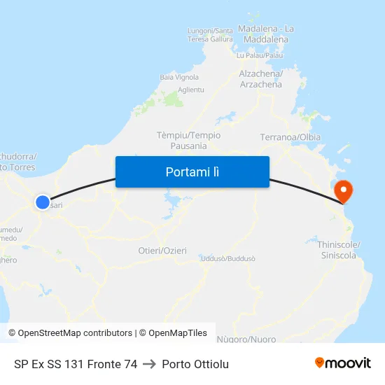 SP Ex SS 131 Fronte 74 to Porto Ottiolu map