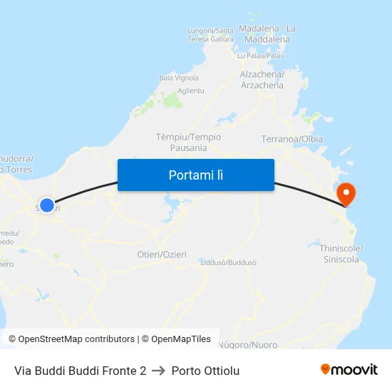Via Buddi Buddi Fronte 2 to Porto Ottiolu map