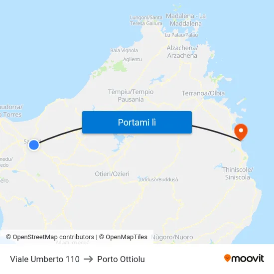 Viale Umberto 110 to Porto Ottiolu map