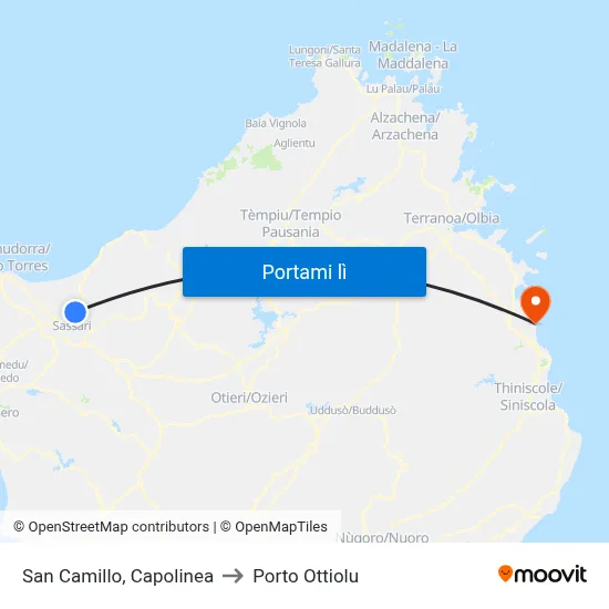 San Camillo, Capolinea to Porto Ottiolu map