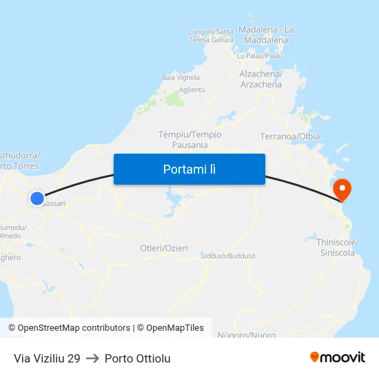 Via Viziliu 29 to Porto Ottiolu map