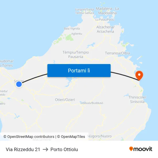 Via Rizzeddu 21 to Porto Ottiolu map