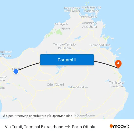 Via Turati, Terminal Extraurbano to Porto Ottiolu map