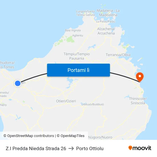Z.I Predda Niedda Strada 26 to Porto Ottiolu map