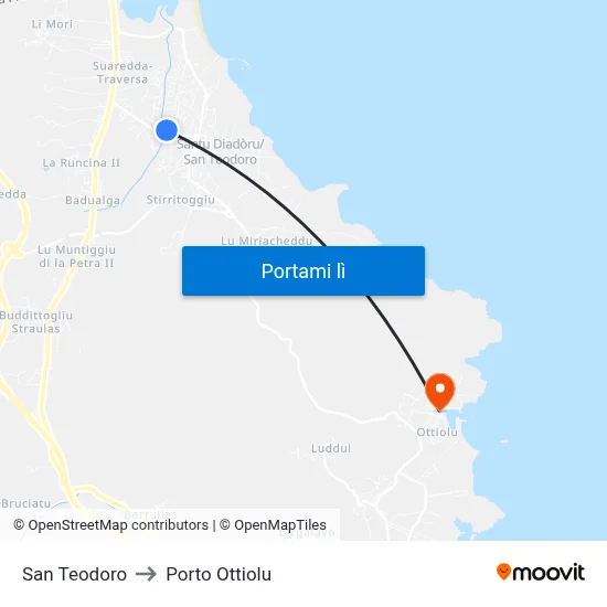 San Teodoro to Porto Ottiolu map