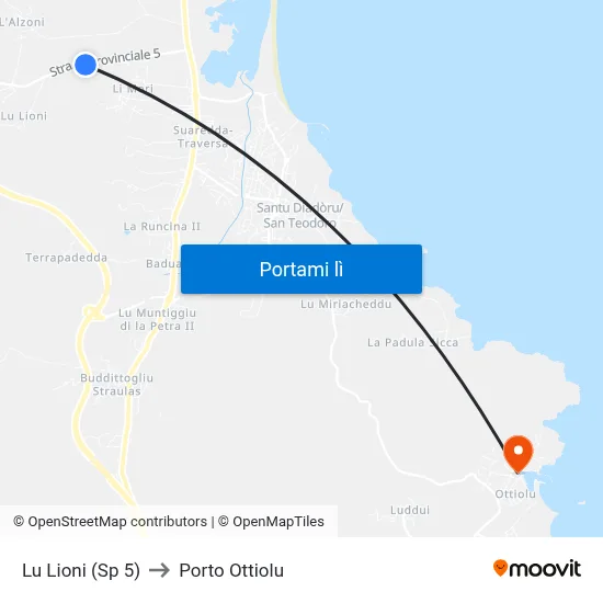 Lu Lioni (Sp 5) to Porto Ottiolu map
