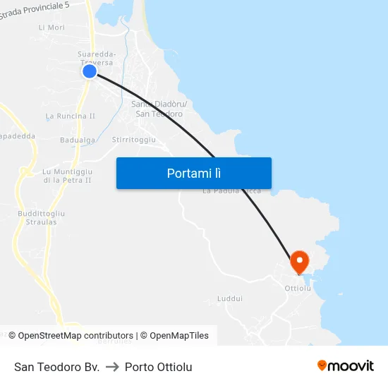 San Teodoro Bv. to Porto Ottiolu map