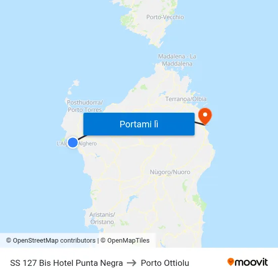 SS 127 Bis Hotel Punta Negra to Porto Ottiolu map