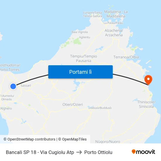Bancali SP 18 - Via Cugiolu Atp to Porto Ottiolu map