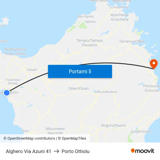 Alghero Via Azuni 41 to Porto Ottiolu map