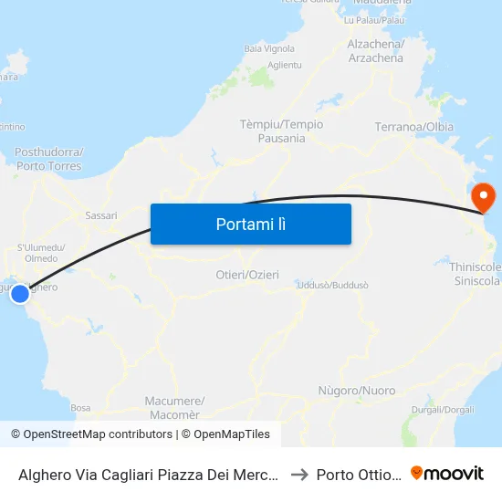 Alghero Via Cagliari Piazza Dei Mercati to Porto Ottiolu map