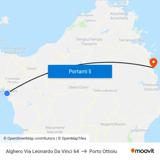 Alghero Via Leonardo Da Vinci 64 to Porto Ottiolu map