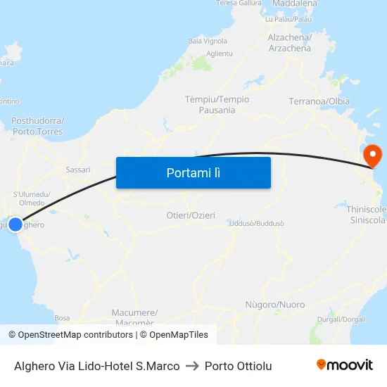 Alghero Via Lido-Hotel S.Marco to Porto Ottiolu map