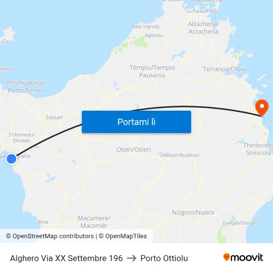 Alghero Via XX Settembre 196 to Porto Ottiolu map