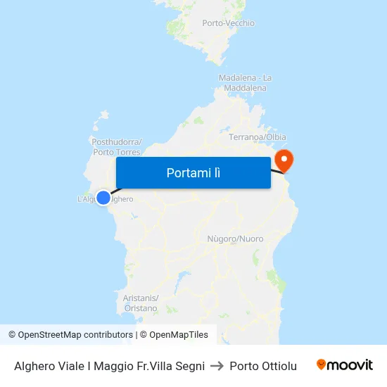Alghero Viale I Maggio Fr.Villa Segni to Porto Ottiolu map