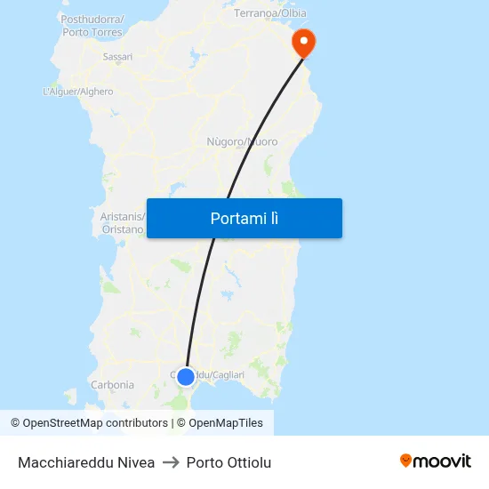 Macchiareddu  Nivea to Porto Ottiolu map