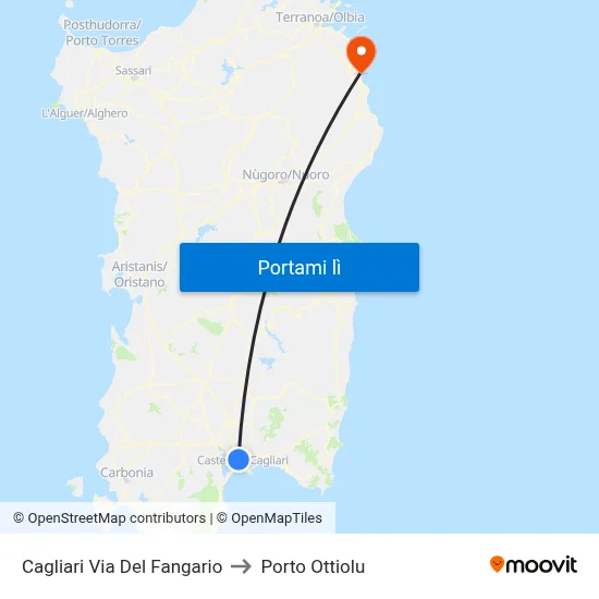 Cagliari Via Del Fangario to Porto Ottiolu map