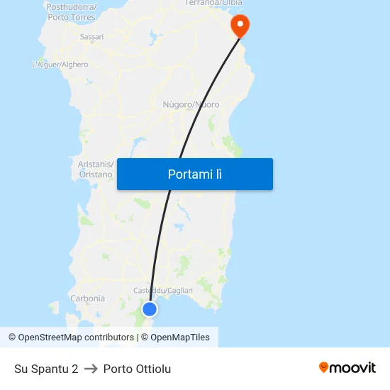 Su Spantu 2 to Porto Ottiolu map