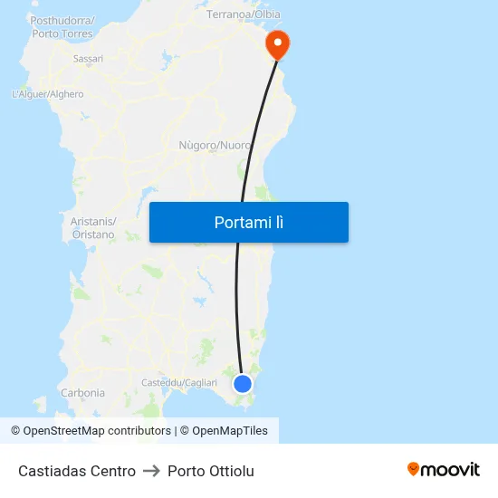 Castiadas Centro to Porto Ottiolu map