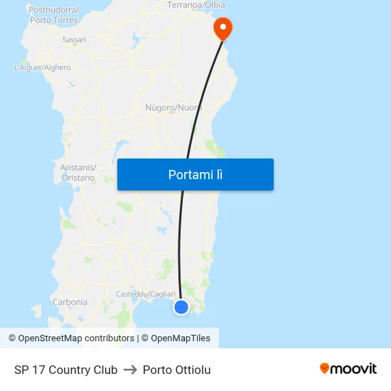 SP 17 Country Club to Porto Ottiolu map