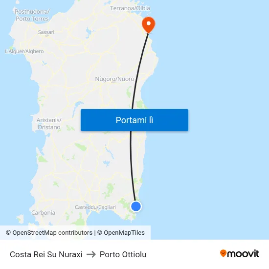 Costa Rei Su Nuraxi to Porto Ottiolu map