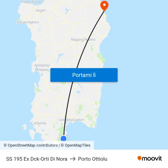 SS 195 Ex Dck-Orti Di Nora to Porto Ottiolu map