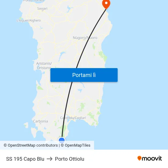 SS 195 Capo Blu to Porto Ottiolu map