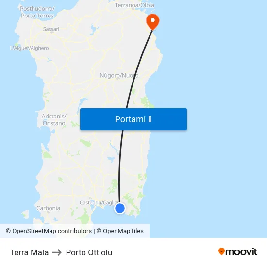 Terra Mala to Porto Ottiolu map