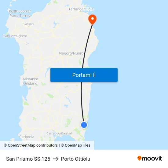 San Priamo SS 125 to Porto Ottiolu map