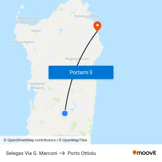 Selegas Via G. Marconi to Porto Ottiolu map