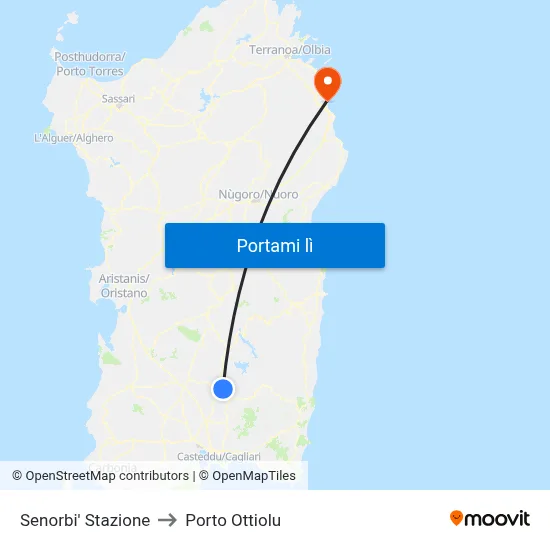 Senorbi' Stazione to Porto Ottiolu map