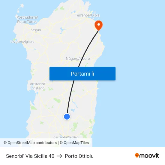 Senorbi' Via Sicilia 40 to Porto Ottiolu map