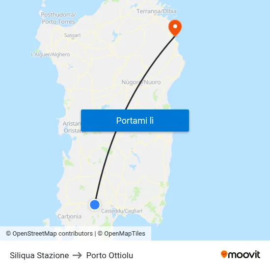 Siliqua Stazione to Porto Ottiolu map