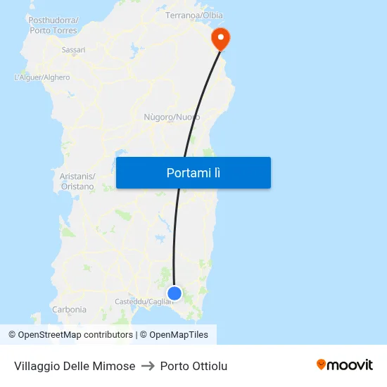 Villaggio Delle Mimose to Porto Ottiolu map