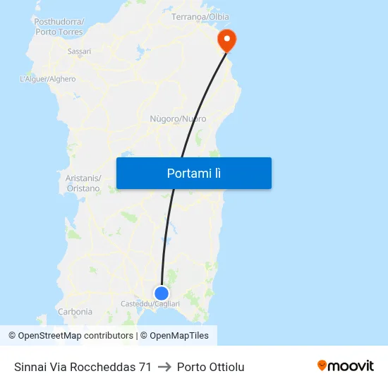 Sinnai Via Roccheddas 71 to Porto Ottiolu map