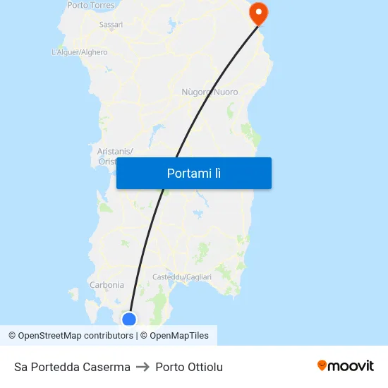 Sa Portedda Caserma to Porto Ottiolu map