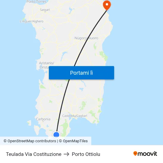 Teulada Via Costituzione to Porto Ottiolu map