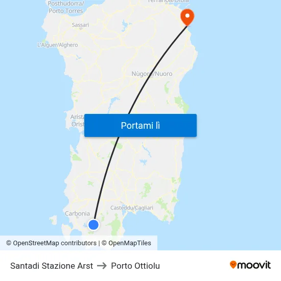 Santadi Stazione Arst to Porto Ottiolu map