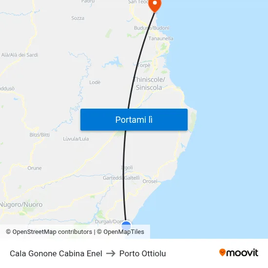 Cala Gonone Cabina Enel to Porto Ottiolu map